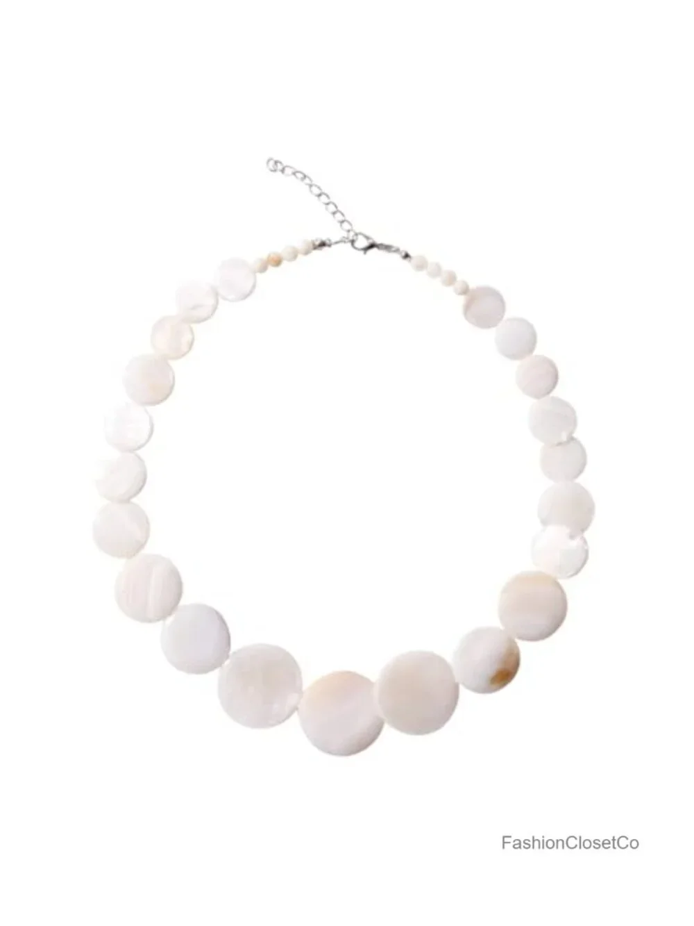 Chunky Shell Disc Beaded Collar Necklace for Women Boho Adjustable Choker